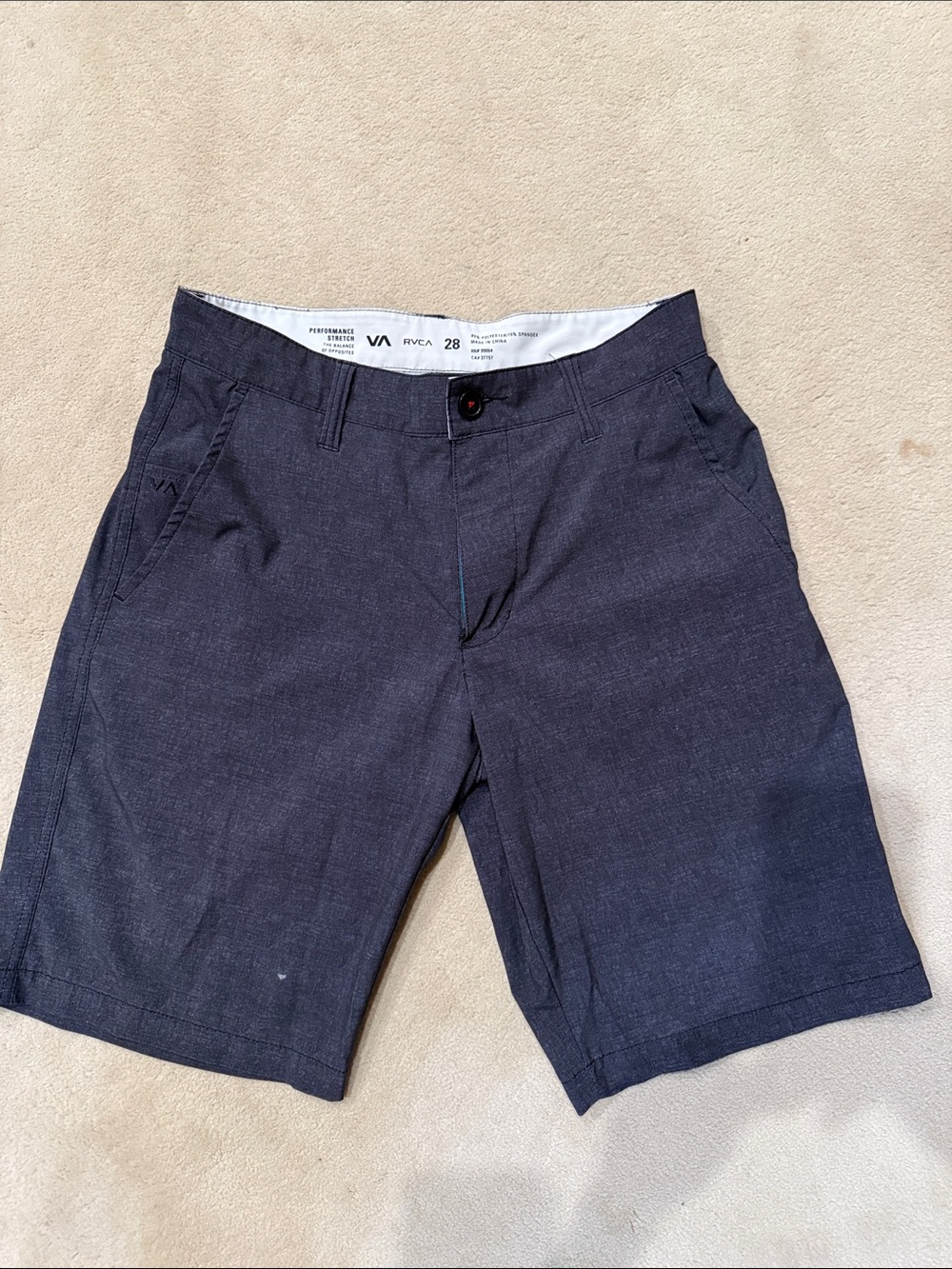 RVCA Men's Charcoal Gray Flat Front Shorts